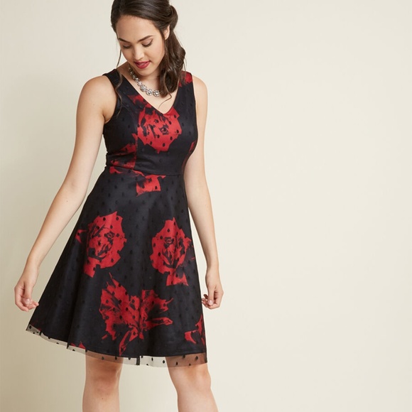 Modcloth A-Line Dress with Overlay - Picture 3 of 7